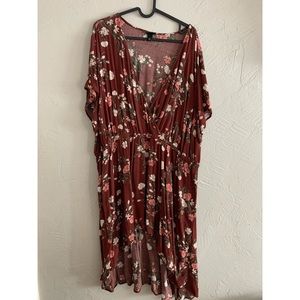 Burnt orange floral high low blouse